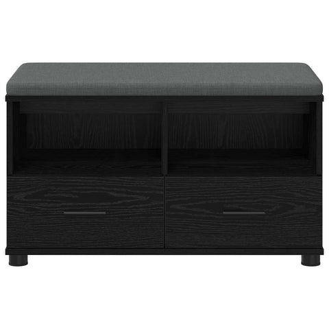 vidaXL Hall Bench with Cushion with Drawer Black Oak 80 x 38 x 46 cm