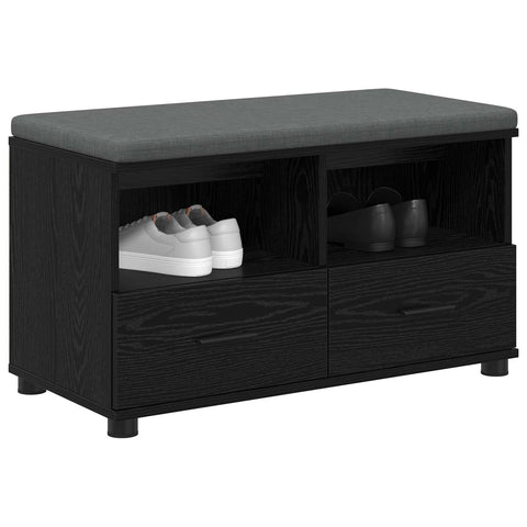 vidaXL Hall Bench with Cushion with Drawer Black Oak 80 x 38 x 46 cm