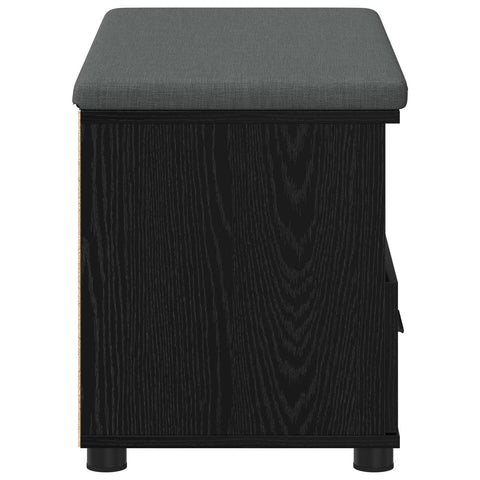 vidaXL Hall Bench with Cushion with Drawer Black Oak 80 x 38 x 46 cm