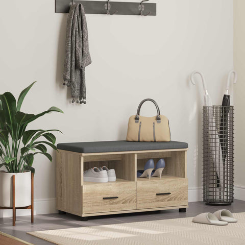 vidaXL Hall Bench with Cushion with Drawer Sonoma Oak 80 x 38 x 46 cm