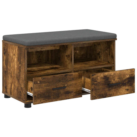 vidaXL Hall Bench with Cushion with Drawer Smoked Oak 80 x 38 x 46 cm