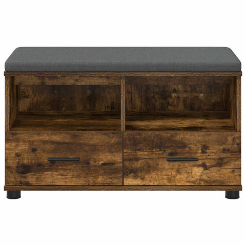 vidaXL Hall Bench with Cushion with Drawer Smoked Oak 80 x 38 x 46 cm