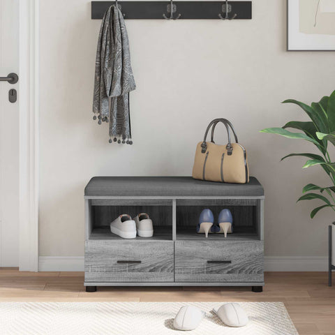 vidaXL Hall Bench with Cushion with Drawer Grey Sonoma 80 x 38 x 46 cm