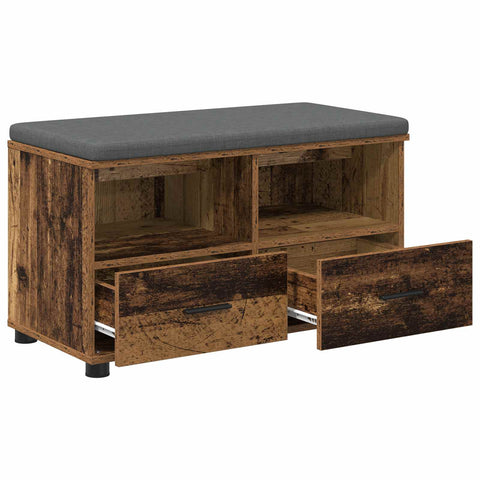 vidaXL Hall Bench with Cushion with Drawer Old Wood 80 x 38 x 46 cm