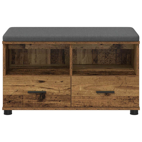 vidaXL Hall Bench with Cushion with Drawer Old Wood 80 x 38 x 46 cm