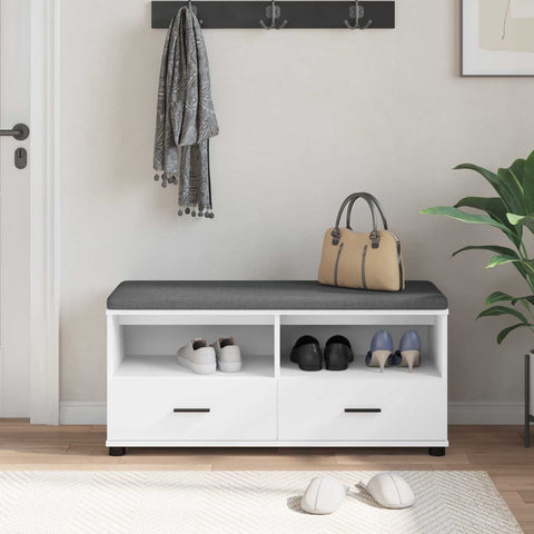 vidaXL Hall Bench with Cushion with Drawer White 100 x 38 x 46 cm