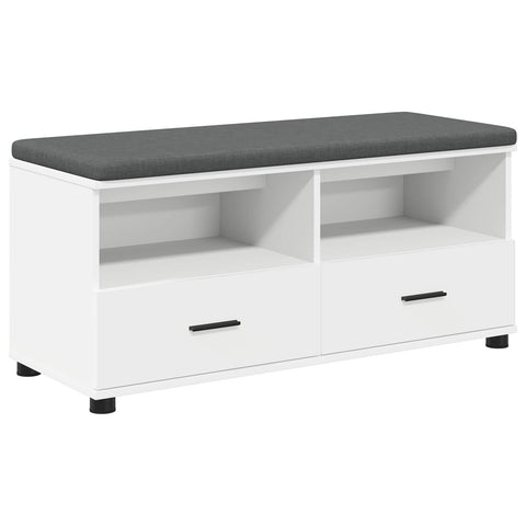 vidaXL Hall Bench with Cushion with Drawer White 100 x 38 x 46 cm