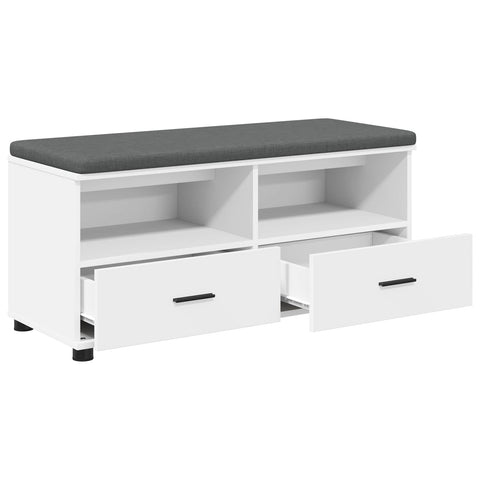 vidaXL Hall Bench with Cushion with Drawer White 100 x 38 x 46 cm