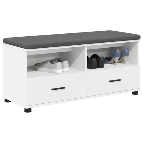 vidaXL Hall Bench with Cushion with Drawer White 100 x 38 x 46 cm