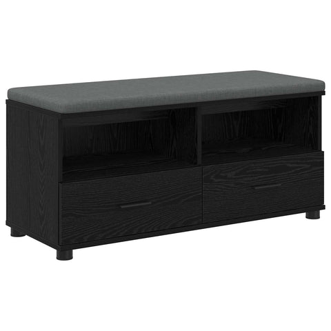 vidaXL Hall Bench with Cushion with Drawer Black Oak 100 x 38 x 46 cm