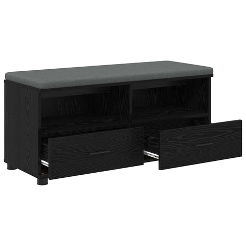 vidaXL Hall Bench with Cushion with Drawer Black Oak 100 x 38 x 46 cm