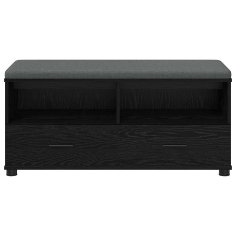 vidaXL Hall Bench with Cushion with Drawer Black Oak 100 x 38 x 46 cm