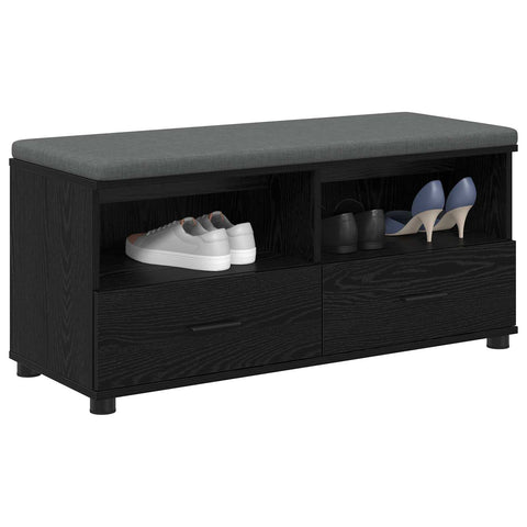 vidaXL Hall Bench with Cushion with Drawer Black Oak 100 x 38 x 46 cm