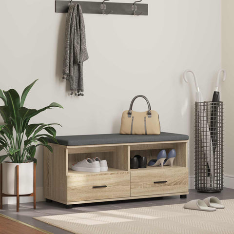 vidaXL Hall Bench with Cushion with Drawer Sonoma Oak 100 x 38 x 46 cm