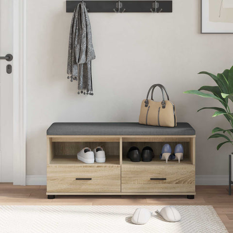vidaXL Hall Bench with Cushion with Drawer Sonoma Oak 100 x 38 x 46 cm