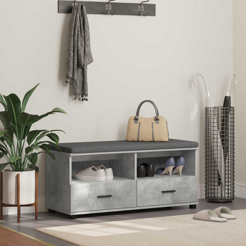 vidaXL Hall Bench with Cushion Concrete Grey 100 x 38 x 46 cm