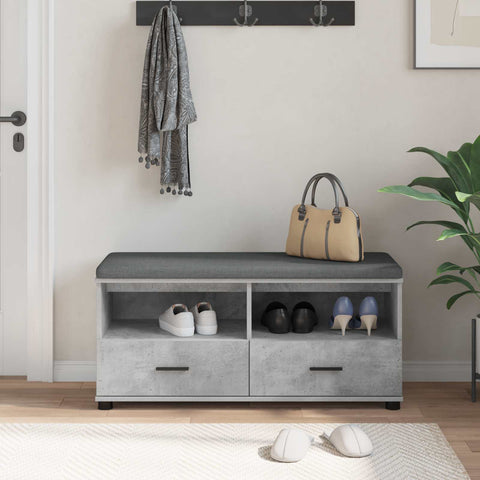 vidaXL Hall Bench with Cushion Concrete Grey 100 x 38 x 46 cm