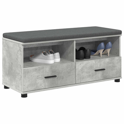 vidaXL Hall Bench with Cushion Concrete Grey 100 x 38 x 46 cm