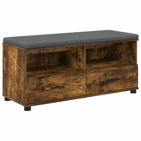 vidaXL Hall Bench with Cushion with Drawer Smoked Oak 100 x 38 x 46 cm
