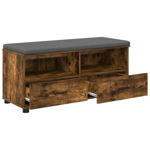 vidaXL Hall Bench with Cushion with Drawer Smoked Oak 100 x 38 x 46 cm
