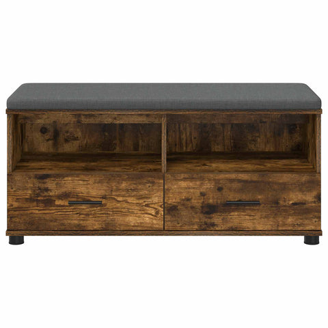 vidaXL Hall Bench with Cushion with Drawer Smoked Oak 100 x 38 x 46 cm