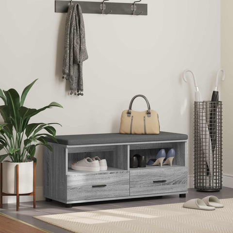 vidaXL Hall Bench with Cushion Grey Sonoma 100 x 38 x 46 cm