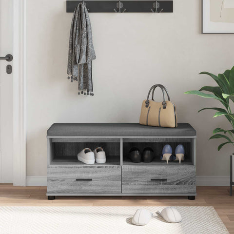 vidaXL Hall Bench with Cushion Grey Sonoma 100 x 38 x 46 cm