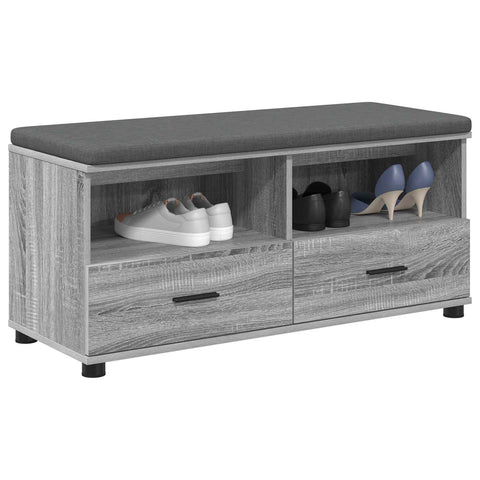 vidaXL Hall Bench with Cushion Grey Sonoma 100 x 38 x 46 cm