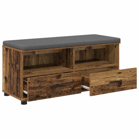 vidaXL Hall Bench with Cushion with Drawer Old Wood 100 x 38 x 46 cm
