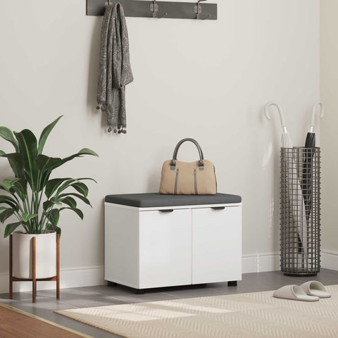 vidaXL Hall Bench with Cushion with Storage White 60 x 38 x 46 cm