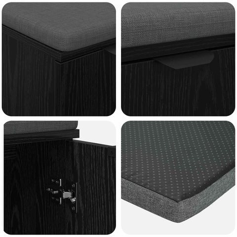 vidaXL Hall Bench with Cushion with Storage Black Oak 60 x 38 x 46 cm