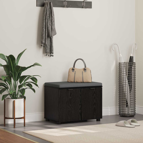 vidaXL Hall Bench with Cushion with Storage Black Oak 60 x 38 x 46 cm