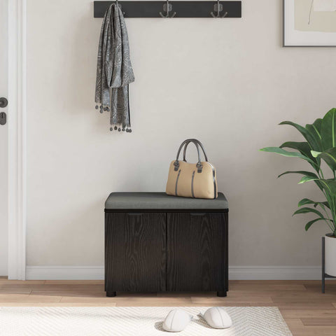 vidaXL Hall Bench with Cushion with Storage Black Oak 60 x 38 x 46 cm