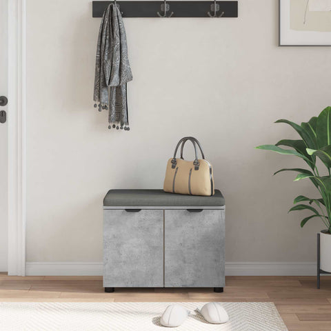 vidaXL Hall Bench with Cushion with Door Concrete Grey 60 x 38 x 46 cm