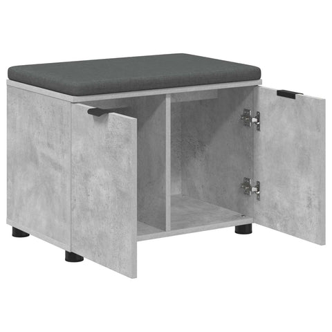vidaXL Hall Bench with Cushion with Door Concrete Grey 60 x 38 x 46 cm