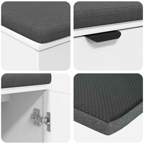 vidaXL Hall Bench with Cushion with Storage White 80 x 38 x 46 cm