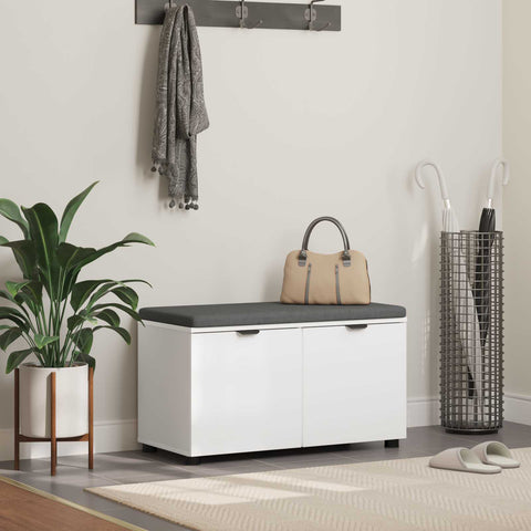 vidaXL Hall Bench with Cushion with Storage White 80 x 38 x 46 cm