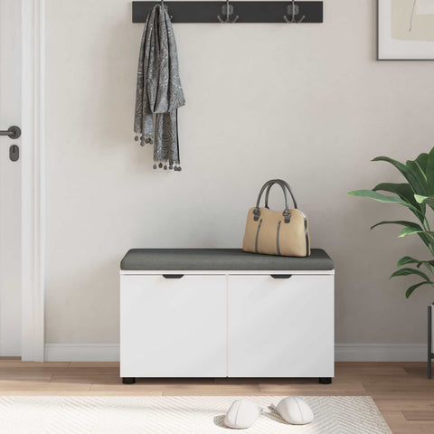 vidaXL Hall Bench with Cushion with Storage White 80 x 38 x 46 cm