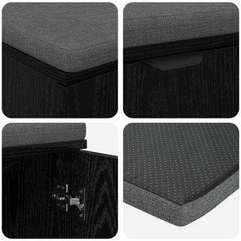 vidaXL Hall Bench with Cushion with Storage Black Oak 80 x 38 x 46 cm