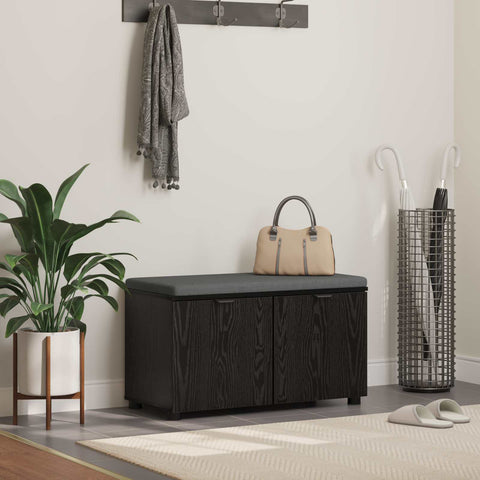 vidaXL Hall Bench with Cushion with Storage Black Oak 80 x 38 x 46 cm