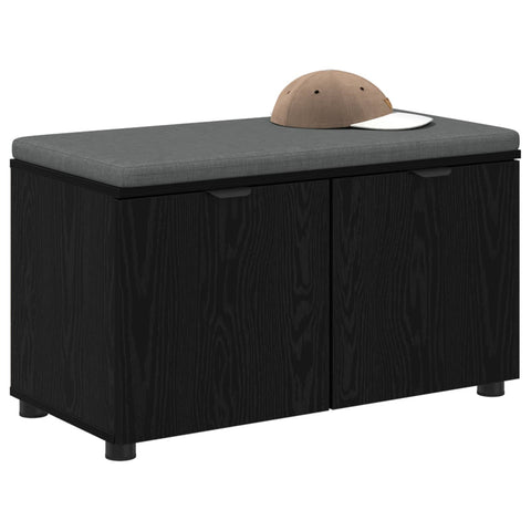 vidaXL Hall Bench with Cushion with Storage Black Oak 80 x 38 x 46 cm