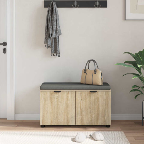 vidaXL Hall Bench with Cushion with Storage Sonoma Oak 80 x 38 x 46 cm
