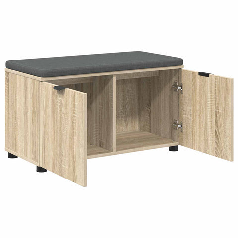 vidaXL Hall Bench with Cushion with Storage Sonoma Oak 80 x 38 x 46 cm