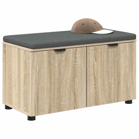 vidaXL Hall Bench with Cushion with Storage Sonoma Oak 80 x 38 x 46 cm