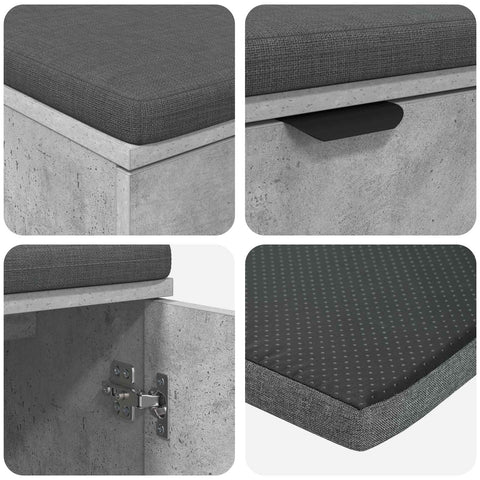 vidaXL Hall Bench with Cushion with Door Concrete Grey 80 x 38 x 46 cm