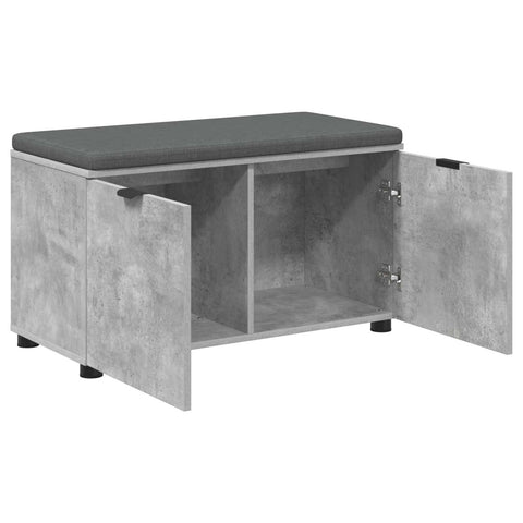 vidaXL Hall Bench with Cushion with Door Concrete Grey 80 x 38 x 46 cm