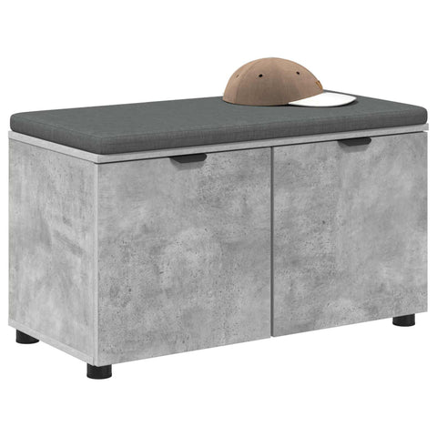 vidaXL Hall Bench with Cushion with Door Concrete Grey 80 x 38 x 46 cm