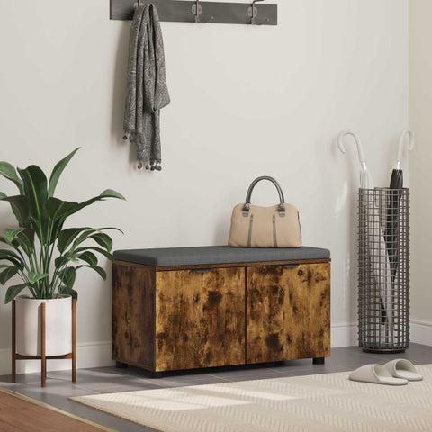 vidaXL Hall Bench with Cushion with Storage Smoked Oak 80 x 38 x 46 cm