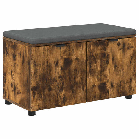 vidaXL Hall Bench with Cushion with Storage Smoked Oak 80 x 38 x 46 cm