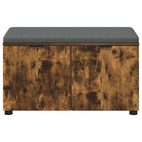 vidaXL Hall Bench with Cushion with Storage Smoked Oak 80 x 38 x 46 cm